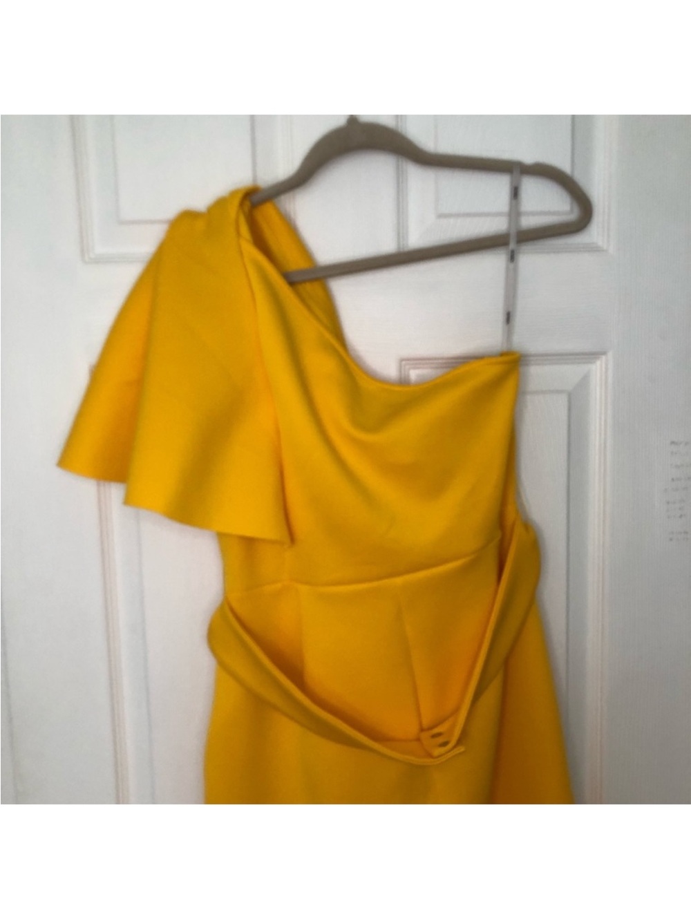 ASOS Design One Shoulder Belted Dress Tuck Detail - Picture 10 of 14